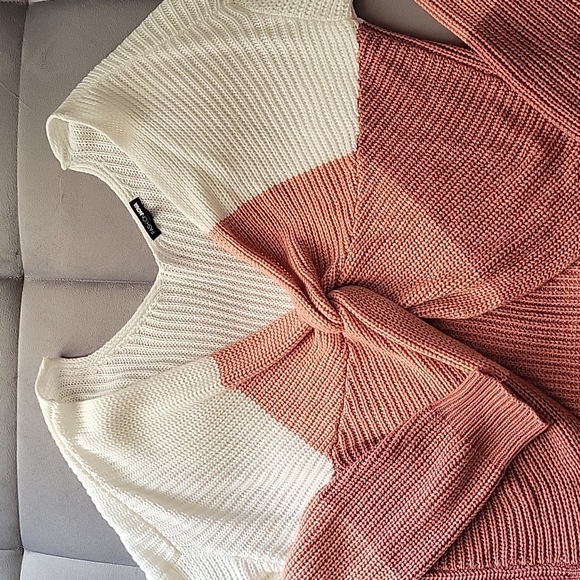 Fashion Nova Just A Little Twisted Sweater - Blush - Picture 6 of 8